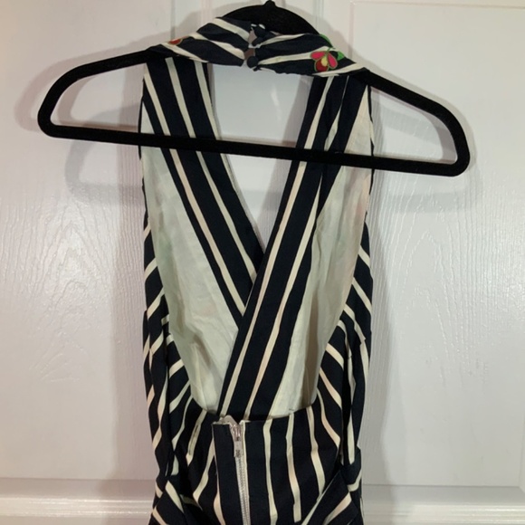 Anthropologie Judith March Romper Embroidered Halter Floral Stripe Size Small - Picture 6 of 10